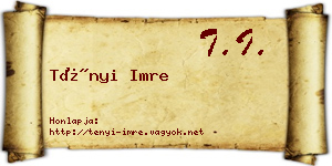 Tényi Imre névjegykártya
